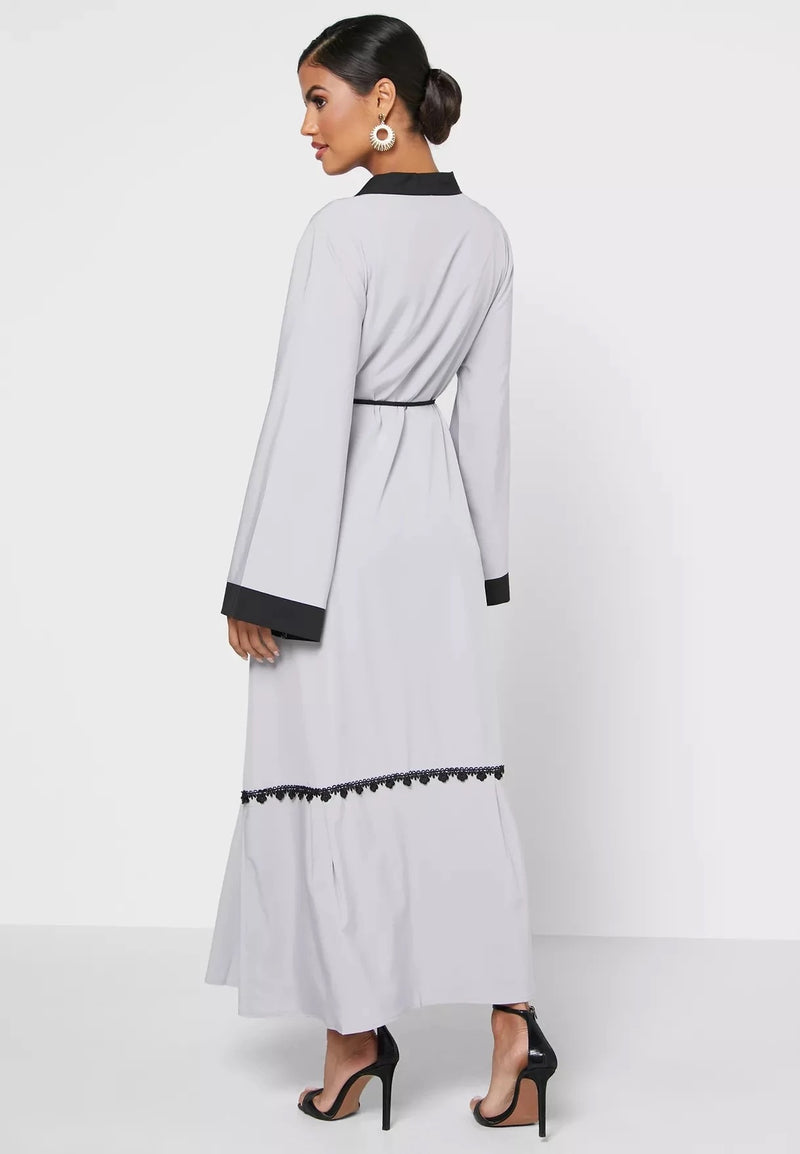 FeelModest Grey Open Abaya-Abaya > Dubai Abaya > Modest > Abaya Online > Open Abaya > Closed Abaya > Modanisa > Abayabuth > Abaya UK > Hijab > Muslim Dress > Modest Dress > Grey Abaya > Plain Abaya > FeelModest-Feelmodest