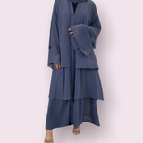 FeelModest Navy Layered Open Abaya with Hijab-Abaya > Dubai Abaya > Modest > Abaya Online > Open Abaya > Closed Abaya > Modanisa > Abayabuth > Abaya UK > Hijab > Muslim Dress > Modest Dress > Grey Abaya > Plain Abaya > FeelModest > Layered Abaya > Black Abaya > Black Hijab > Chiffon Abaya-Feelmodest