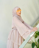 FeelModest Beige Layered Open Abaya with Hijab-Abaya > Dubai Abaya > Modest > Abaya Online > Open Abaya > Closed Abaya > Modanisa > Abayabuth > Abaya UK > Hijab > Abayatopia > Modest Dress > Grey Abaya > Plain Abaya > FeelModest > Layered Abaya > Black Abaya > Black Hijab > Chiffon Abaya-Feelmodest