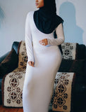 MissModesty White Bodycon Long Dress-Abaya > Dubai Abaya > Modest > Abaya Online > Open Abaya > Closed Abaya > Modanisa > Abayabuth > Abaya UK > Hijab > Muslim Dress > Modest Dress > Grey Abaya > Plain Abaya > FeelModest > Abaya Buth > White Abaya-Feelmodest