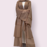 FeelModest Brown Layered Open Abaya with Hijab-Abaya > Dubai Abaya > Modest > Abaya Online > Open Abaya > Closed Abaya > Modanisa > Abayabuth > Abaya UK > Hijab > Muslim Dress > Modest Dress > Grey Abaya > Plain Abaya > FeelModest > Layered Abaya > Black Abaya > Black Hijab-Feelmodest