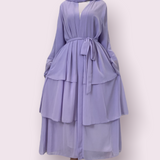 FeelModest Purple Layered Open Abaya with Hijab-Abaya > Dubai Abaya > Modest > Abaya Online > Open Abaya > Closed Abaya > Modanisa > Abayabuth > Abaya UK > Hijab > Muslim Dress > Modest Dress > Grey Abaya > Plain Abaya > FeelModest > Layered Abaya > Black Abaya > Black Hijab-Feelmodest