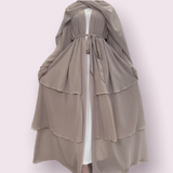FeelModest Beige Layered Open Abaya with Hijab-Abaya > Dubai Abaya > Modest > Abaya Online > Open Abaya > Closed Abaya > Modanisa > Abayabuth > Abaya UK > Hijab > Abayatopia > Modest Dress > Grey Abaya > Plain Abaya > FeelModest > Layered Abaya > Black Abaya > Black Hijab > Chiffon Abaya-Feelmodest