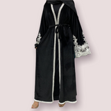 FeelModest Classic Black Velvet Open Abaya