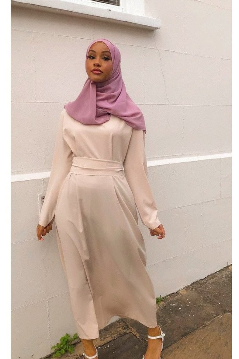 FeelModest Beige Dress Abaya - Ready to Dispatch-Abaya / Dress-Feelmodest