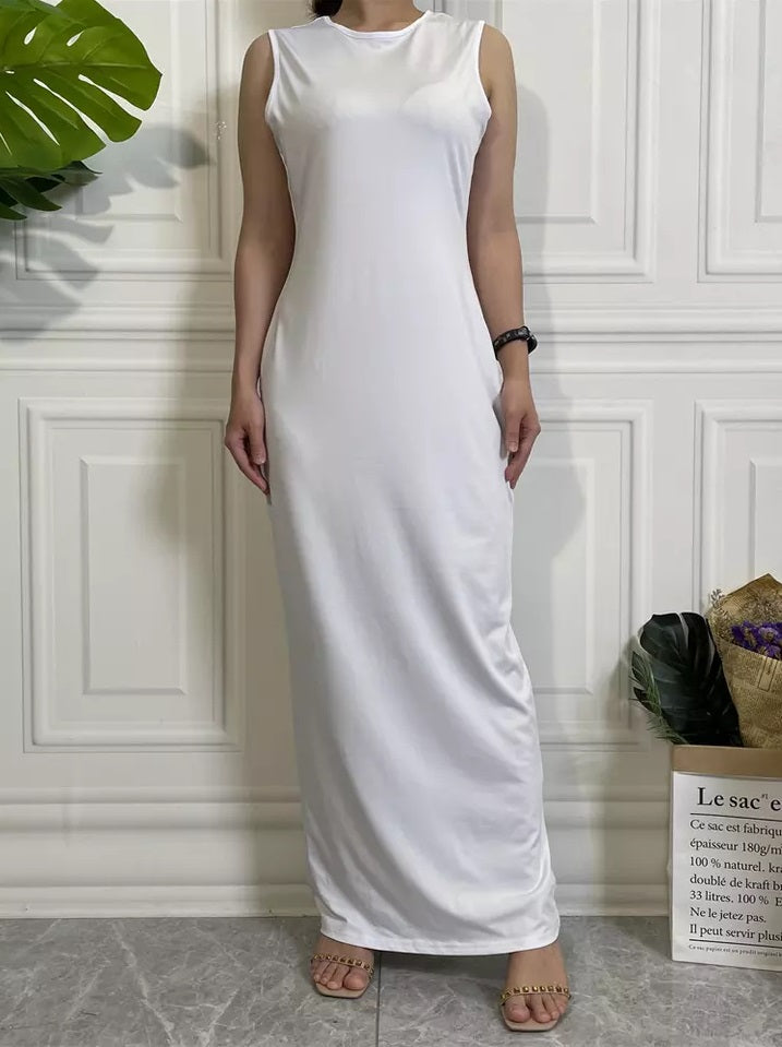 FeelModest Sleeveless Inner Slip Dress - White-Abaya > Dubai Abaya > Modest > Abaya Online > Open Abaya > Closed Abaya > Modanisa > Abayabuth > Abaya UK > Hijab > Muslim Dress > Modest Dress > Grey Abaya > Plain Abaya > FeelModest > Abaya Buth > White Abaya-Feelmodest