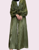 Classic Silk Khaki Green Open Abaya-Abaya > Dubai Abaya > Modest > Abaya Online > Open Abaya > Closed Abaya > Modanisa > Abayabuth > Abaya UK > Hijab > Muslim Dress > Modest Dress > Grey Abaya > Plain Abaya > FeelModest > Abaya Buth > White Abaya > Silk Abaya-Feelmodest