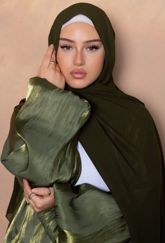 Classic Silk Khaki Green Open Abaya-Abaya > Dubai Abaya > Modest > Abaya Online > Open Abaya > Closed Abaya > Modanisa > Abayabuth > Abaya UK > Hijab > Muslim Dress > Modest Dress > Grey Abaya > Plain Abaya > FeelModest > Abaya Buth > White Abaya > Silk Abaya-Feelmodest