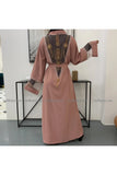 FeelModest Pink Beaded Open Abaya-Abaya-Feelmodest