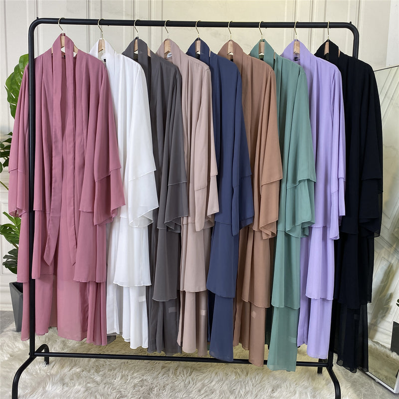 FeelModest White Layered Open Abaya with Hijab-Abaya > Dubai Abaya > Modest > Abaya Online > Open Abaya > Closed Abaya > Modanisa > Abayabuth > Abaya UK > Hijab > Muslim Dress > Modest Dress > Grey Abaya > Plain Abaya > FeelModest > Layered Abaya > Black Abaya > Black Hijab-Feelmodest
