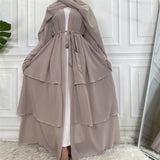 FeelModest Beige Layered Open Abaya with Hijab-Abaya > Dubai Abaya > Modest > Abaya Online > Open Abaya > Closed Abaya > Modanisa > Abayabuth > Abaya UK > Hijab > Abayatopia > Modest Dress > Grey Abaya > Plain Abaya > FeelModest > Layered Abaya > Black Abaya > Black Hijab > Chiffon Abaya-Feelmodest
