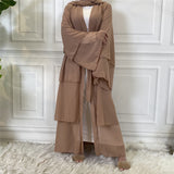 FeelModest Brown Layered Open Abaya with Hijab-Abaya > Dubai Abaya > Modest > Abaya Online > Open Abaya > Closed Abaya > Modanisa > Abayabuth > Abaya UK > Hijab > Muslim Dress > Modest Dress > Grey Abaya > Plain Abaya > FeelModest > Layered Abaya > Black Abaya > Black Hijab-Feelmodest