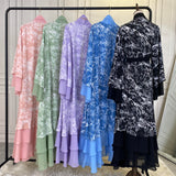 MissModesty Tie Dye 3 Layered Open Abaya With White Bodycon Dress-Abaya > Dubai Abaya > Modest > Abaya Online > Open Abaya > Closed Abaya > Modanisa > Abayabuth > Abaya UK > Hijab > Muslim Dress > Modest Dress > Grey Abaya > Plain Abaya > FeelModest > Layered Abaya > Tie Dye Abaya > Chiffon Abaya > Cheap Abaya-Feelmodest