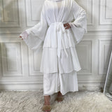 FeelModest White Layered Open Abaya with Hijab-Abaya > Dubai Abaya > Modest > Abaya Online > Open Abaya > Closed Abaya > Modanisa > Abayabuth > Abaya UK > Hijab > Muslim Dress > Modest Dress > Grey Abaya > Plain Abaya > FeelModest > Layered Abaya > Black Abaya > Black Hijab-Feelmodest