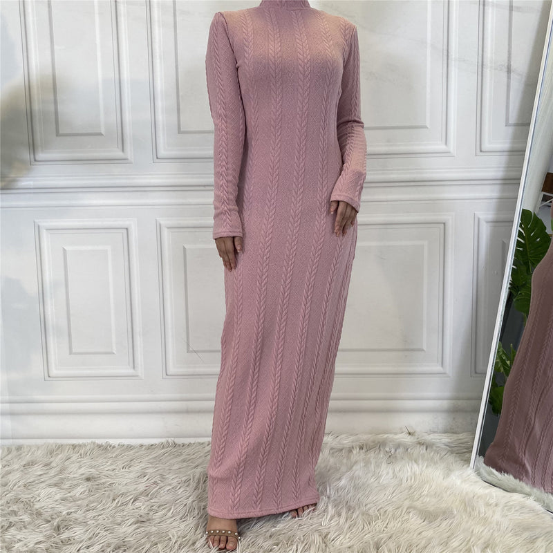 MissAmina Pink Classic Knitted Dress-Abaya > Dubai Abaya > Modest > Abaya Online > Open Abaya > Closed Abaya > Modanisa > Abayabuth > Abaya UK > Hijab > Muslim Dress > Modest Dress > Grey Abaya > Plain Abaya > FeelModest > Abaya Buth > White Abaya-Feelmodest