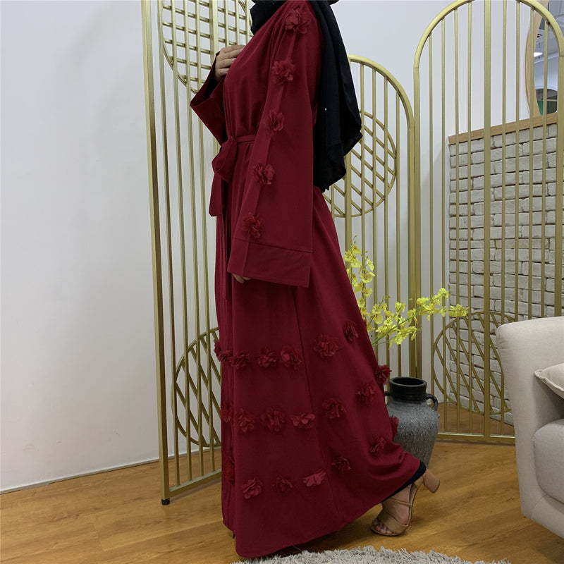 Classic 3D Flower Maroon Open Abaya-Abaya > Dubai Abaya > Modest > Abaya Online > Open Abaya > Closed Abaya > Modanisa > Abayabuth > Abaya UK > Hijab > Muslim Dress > Modest Dress > Grey Abaya > Plain Abaya > FeelModest > Closed Abaya > Abaya Fashion > Abaya Buth > Maroon Abaya-Feelmodest