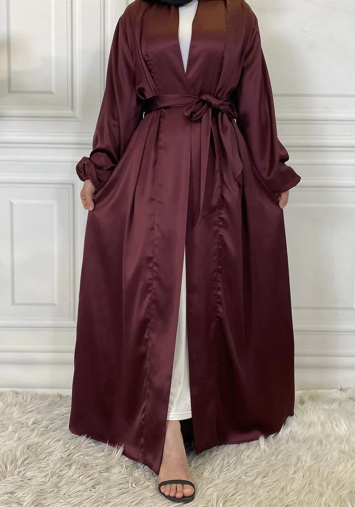 MissModesty Satin Maroon Open Abaya-Abaya > Dubai Abaya > Modest > Abaya Online > Open Abaya > Closed Abaya > Modanisa > Abayabuth > Abaya UK > Hijab > Muslim Dress > Modest Dress > Grey Abaya > Plain Abaya > FeelModest > Abaya Buth > White Abaya > Satin OpenAbaya-Feelmodest