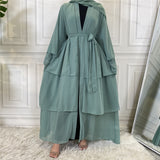 Chiffon Layered Open Abaya - Choose Colour-Abaya > Dubai Abaya > Modest > Abaya Online > Open Abaya > Closed Abaya > Modanisa > Abayabuth > Abaya UK > Hijab > Muslim Dress > Modest Dress > Grey Abaya > Plain Abaya > FeelModest > Satin Abaya-Feelmodest