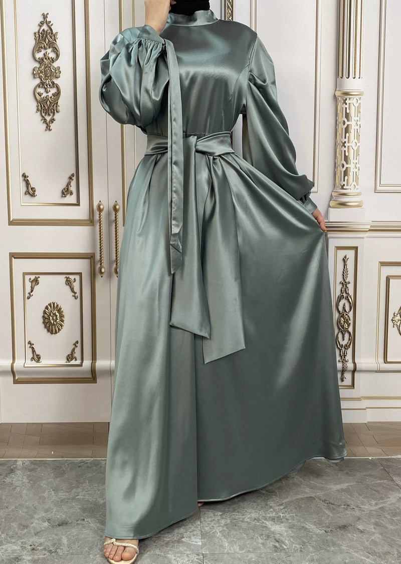 FeelModest Satin Mint Tie Sleeve Closed Abaya-Abaya > Dubai Abaya > Modest > Abaya Online > Open Abaya > Closed Abaya > Modanisa > Abayabuth > Abaya UK > Hijab > Muslim Dress > Modest Dress > Grey Abaya > Plain Abaya > FeelModest > Abaya Buth > White Abaya > Silk Abaya > Satin Abaya > Puff Sleeve-Feelmodest