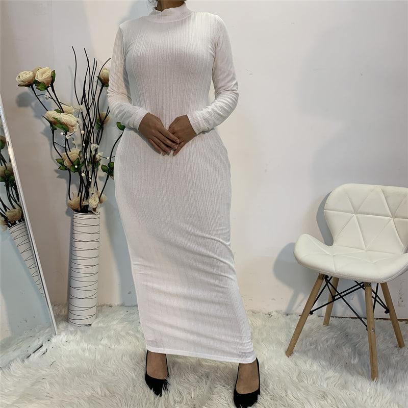 MissBarawa White Classic Knitted Dress-Abaya > Dubai Abaya > Modest > Abaya Online > Open Abaya > Closed Abaya > Modanisa > Abayabuth > Abaya UK > Hijab > Muslim Dress > Modest Dress > Grey Abaya > Plain Abaya > FeelModest > Abaya Buth > White Abaya > Slip Dress > Abaya Dress-Feelmodest
