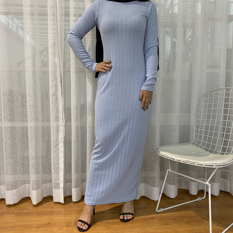 MissBarawa Light Blue Classic Knitted Dress-Abaya > Dubai Abaya > Modest > Abaya Online > Open Abaya > Closed Abaya > Modanisa > Abayabuth > Abaya UK > Hijab > Muslim Dress > Modest Dress > Grey Abaya > Plain Abaya > FeelModest > Abaya Buth > White Abaya > Slip Dress > Abaya Dress-Feelmodest