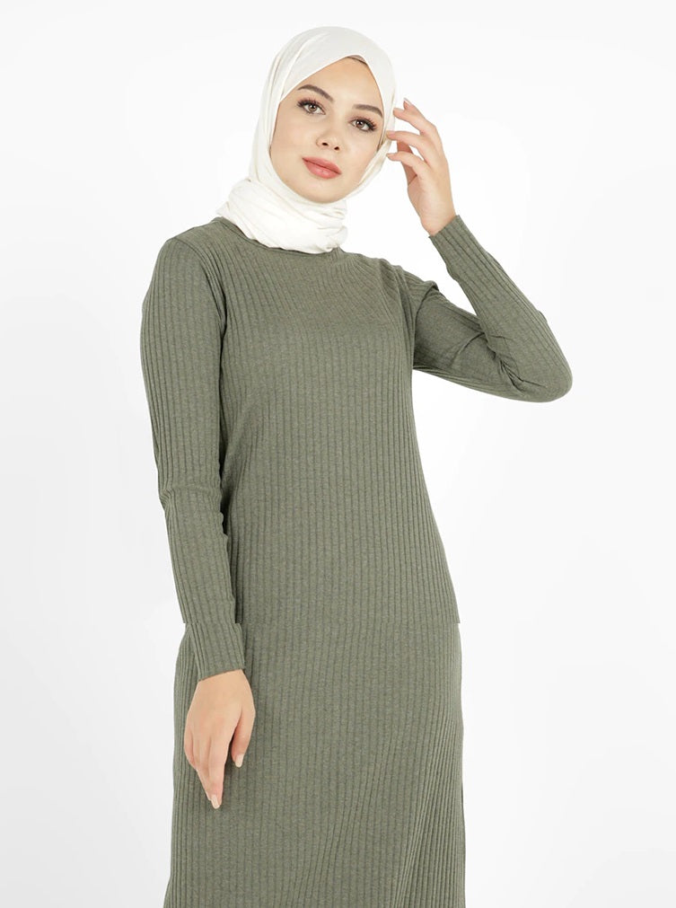 MissModesty Khaki Knitted Dress-Abaya > Dubai Abaya > Modest > Abaya Online > Open Abaya > Closed Abaya > Modanisa > Abayabuth > Abaya UK > Hijab > Muslim Dress > Modest Dress > Grey Abaya > Plain Abaya > FeelModest > Abaya Buth > White Abaya > Knitt Dress > Abaya Buth-Feelmodest