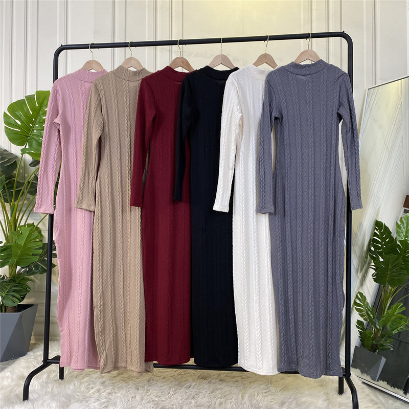 MissAmina Pink Classic Knitted Dress-Abaya > Dubai Abaya > Modest > Abaya Online > Open Abaya > Closed Abaya > Modanisa > Abayabuth > Abaya UK > Hijab > Muslim Dress > Modest Dress > Grey Abaya > Plain Abaya > FeelModest > Abaya Buth > White Abaya-Feelmodest