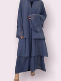 FeelModest Navy Layered Open Abaya with Hijab-Abaya > Dubai Abaya > Modest > Abaya Online > Open Abaya > Closed Abaya > Modanisa > Abayabuth > Abaya UK > Hijab > Muslim Dress > Modest Dress > Grey Abaya > Plain Abaya > FeelModest > Layered Abaya > Black Abaya > Black Hijab > Chiffon Abaya-Feelmodest