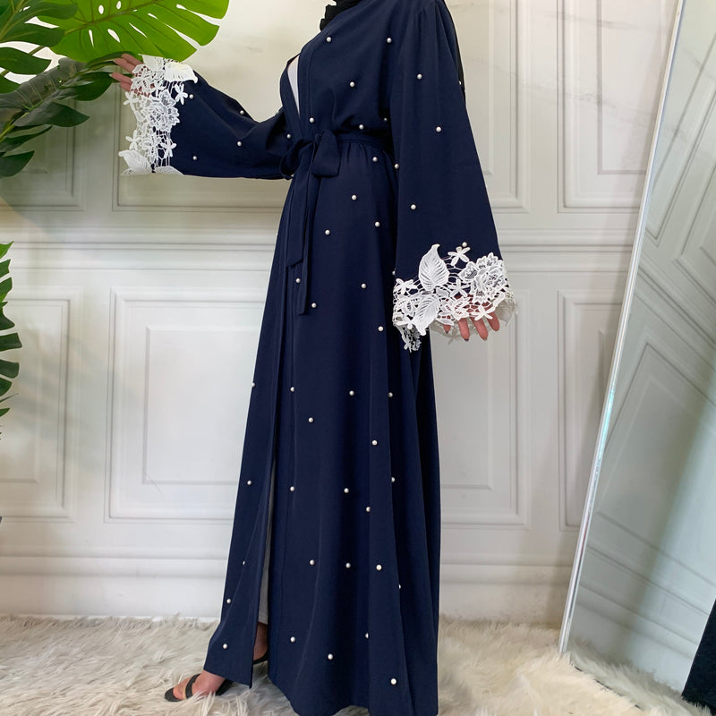MissAmina Navy Blue Pearl Open Abaya-Abaya > Dubai Abaya > Modest > Abaya Online > Open Abaya > Closed Abaya > Modanisa > Abayabuth > Abaya UK > Hijab > Muslim Dress > Modest Dress > Grey Abaya > Plain Abaya > FeelModest > Kimono Abaya-Feelmodest
