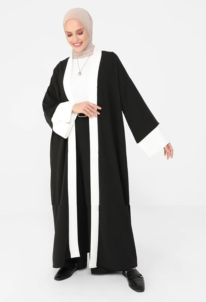 MissKarima Classic Black Open Abaya-Abaya > Dubai Abaya > Modest > Abaya Online > Open Abaya > Closed Abaya > Modanisa > Abayabuth > Abaya UK > Hijab > Muslim Dress > Modest Dress > Grey Abaya > Plain Abaya > FeelModest > Pink Abaya >Eid Outfit > Beige Abaya-Feelmodest