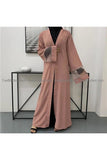 FeelModest Pink Beaded Open Abaya-Abaya-Feelmodest