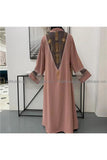FeelModest Pink Beaded Open Abaya-Abaya-Feelmodest