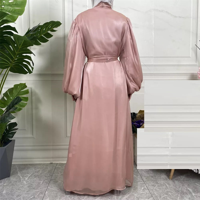 Silk Satin Puff Sleeve Pink Open Abaya-Abaya > Dubai Abaya > Modest > Abaya Online > Open Abaya > Closed Abaya > Modanisa > Abayabuth > Abaya UK > Hijab > Muslim Dress > Modest Dress > Grey Abaya > Plain Abaya > FeelModest > Abaya Buth > White Abaya > Silk Abaya > Puff Sleeve Abaya-Feelmodest