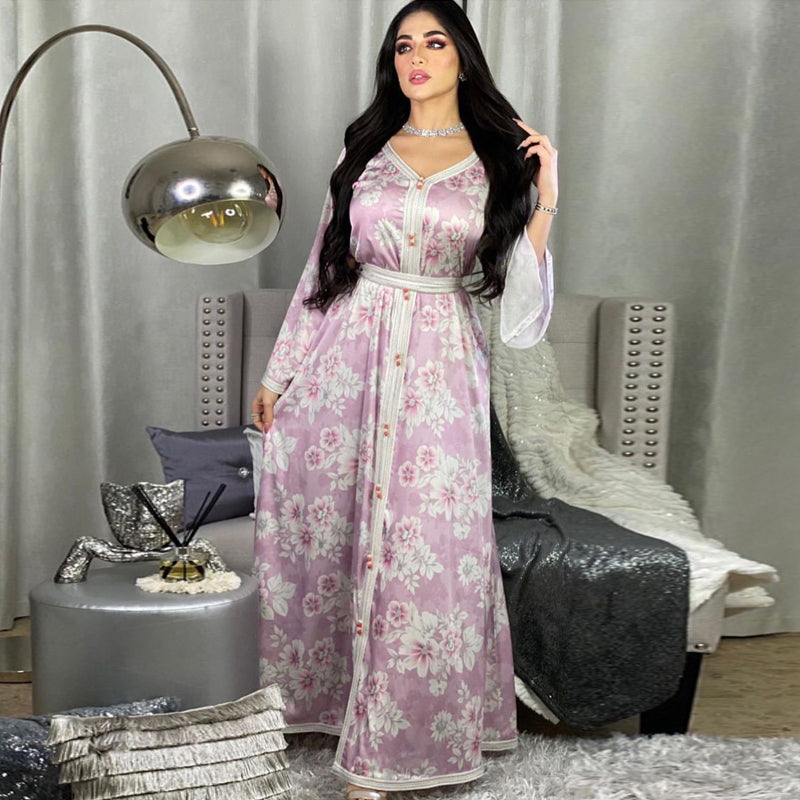 FeelModest Pink Floral Dress-Abaya > Dubai Abaya > Modest > Abaya Online > Open Abaya > Closed Abaya > Modanisa > Abayabuth > Abaya UK > Hijab > Muslim Dress > Modest Dress > Grey Abaya > Plain Abaya > FeelModest-Feelmodest