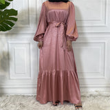 MissAmina Satin Print Pink Dress