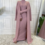MissAmina Pink Classic Knitted Abaya Set-Abaya > Dubai Abaya > Modest > Abaya Online > Open Abaya > Closed Abaya > Modanisa > Abayabuth > Abaya UK > Hijab > Muslim Dress > Modest Dress > Grey Abaya > Plain Abaya > FeelModest > Abaya Buth > White Abaya-Feelmodest
