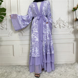 MissModesty Tie Dye 3 Layered Open Abaya With White Bodycon Dress-Abaya > Dubai Abaya > Modest > Abaya Online > Open Abaya > Closed Abaya > Modanisa > Abayabuth > Abaya UK > Hijab > Muslim Dress > Modest Dress > Grey Abaya > Plain Abaya > FeelModest > Layered Abaya > Tie Dye Abaya > Chiffon Abaya > Cheap Abaya-Feelmodest
