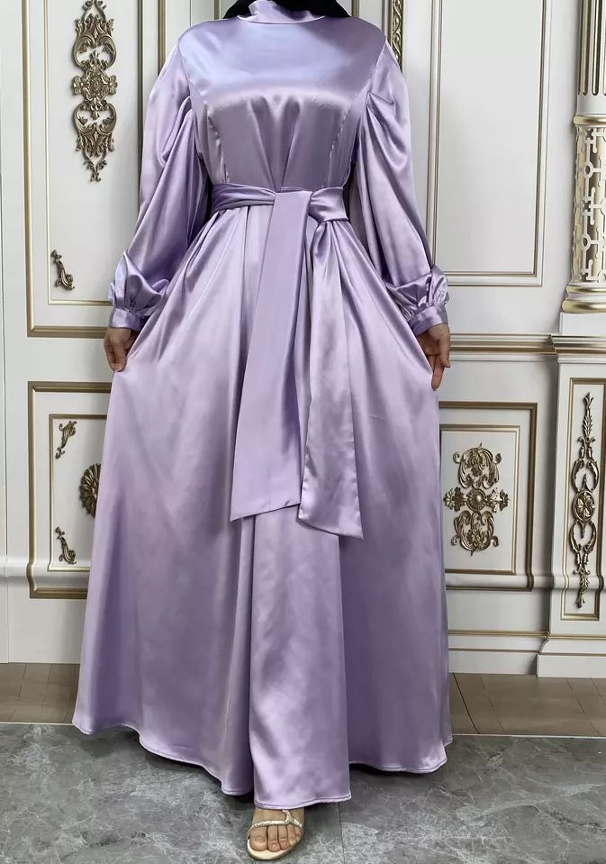 Purple Satin Tie Sleeve Closed Abaya-Abaya > Dubai Abaya > Modest > Abaya Online > Open Abaya > Closed Abaya > Modanisa > Abayabuth > Abaya UK > Hijab > Muslim Dress > Modest Dress > Grey Abaya > Plain Abaya > FeelModest > Abaya Buth > White Abaya > Silk Abaya > Satin Abaya > Puff Sleeve-Feelmodest