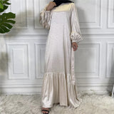 MissAmina Satin Print White Dress-Abaya > Dubai Abaya > Modest > Abaya Online > Open Abaya > Closed Abaya > Modanisa > Abayabuth > Abaya UK > Hijab > Muslim Dress > Modest Dress > Grey Abaya > Plain Abaya > FeelModest > Abaya Buth > White Abaya > Satin OpenAbaya-Feelmodest