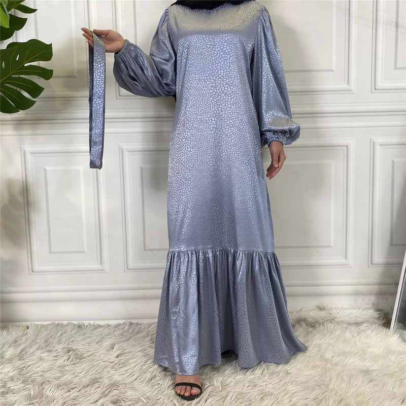 MissAmina Satin Print Blue Dress-Abaya > Dubai Abaya > Modest > Abaya Online > Open Abaya > Closed Abaya > Modanisa > Abayabuth > Abaya UK > Hijab > Muslim Dress > Modest Dress > Grey Abaya > Plain Abaya > FeelModest > Abaya Buth > White Abaya > Satin OpenAbaya-Feelmodest