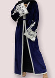 FeelModest Classic Blue Velvet Open Abaya