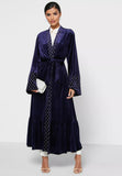 FeelModest Blue Velvet Open Abaya-Abaya > Dubai Abaya > Modest > Abaya Online > Open Abaya > Closed Abaya > Modanisa > Abayabuth > Abaya UK > Hijab > Muslim Dress > Modest Dress > Grey Abaya > Plain Abaya > FeelModest > Velvet Abaya > Satin Abaya-Feelmodest